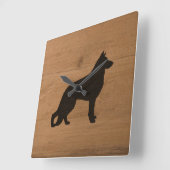 Horloge Carrée Chien berger allemand Silhouette Style rustique GS (Angle)