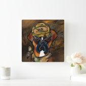 Horloge Carrée Chien Boxer (Maison)