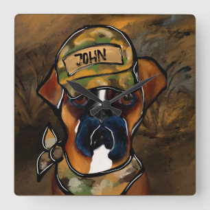 Horloge Carrée Chien Boxer