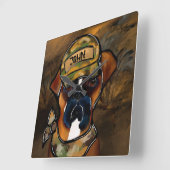 Horloge Carrée Chien Boxer (Angle)