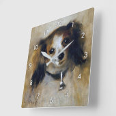 Horloge Carrée Chien coquelicot, Renoir (Angle)