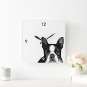 Horloge Carrée Chien de Boston Terrier (Maison)