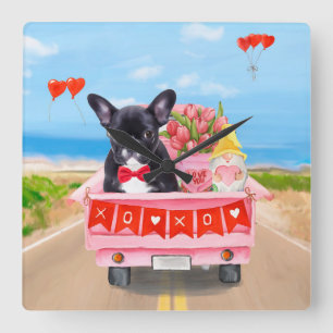 Horloge Carrée Chien de la Saint-Valentin