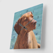 Horloge Carrée Chien de Magyar Vizsla (Angle)