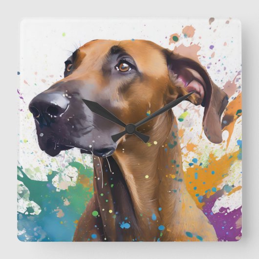 Horloge Carrée Chien de Ridgeback (Recto)