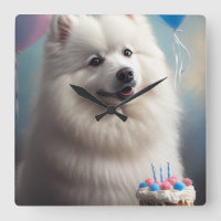 Chien esquimau américain avec ballons anniversaire