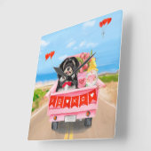 Horloge Carrée Chien Havanais Saint Valentin Camion (Angle)