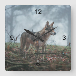 Horloge Carrée Chien-loup
