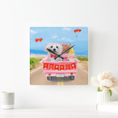 Horloge Carrée Chien maltais Saint Valentin Camion (Maison)