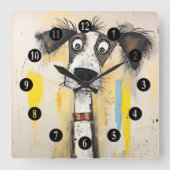 Horloge Carrée Chien sauvage Abstrait (Recto)