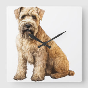 HORLOGE CARRÉE CHIEN TERRIER TERRIER EN ROSE DOUX ADORABLE