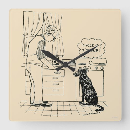 Horloge Carrée Chien vieillissant (Recto)