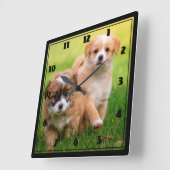 Horloge Carrée Chiens (Angle)