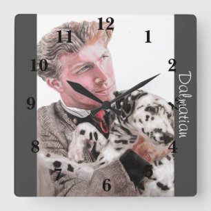 Horloge Carrée Chiens de Dalmatie Chiens d'art Animaux Enfants Ho