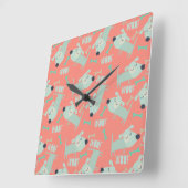 Horloge Carrée Chiens et os de Woof (Angle)