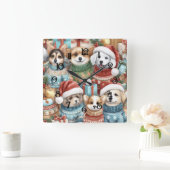 Horloge Carrée Chiens mûrs d'aquarelle dans les pulls (Maison)