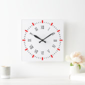 Horloge Carrée Chiffre romain classique avec rectangles rouges (Maison)