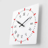 Horloge Carrée Chiffre romain classique avec rectangles rouges (Angle)