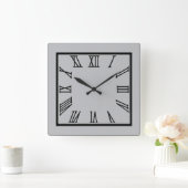 Horloge Carrée Chiffre romain gris (Maison)