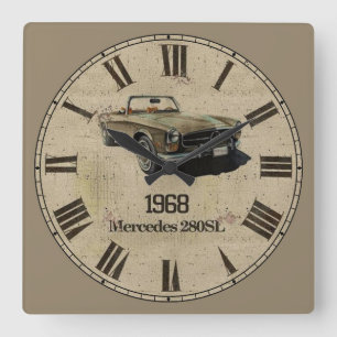 Horloge Carrée Chiffre romain Mercedes 280SL 1968