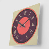 Horloge Carrée Chiffre romain violet-rouge carré (Angle)