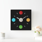 Horloge Carrée Chiffre rouge jaune vert bleu élégant  (Maison)