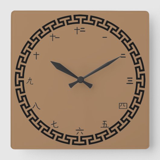 Horloge Carrée Chiffres chinois avec frontière (Recto)