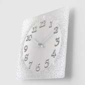 Horloge Carrée Chiffres gris argent Confetti Parties scintillant  (Angle)