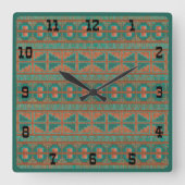 Horloge Carrée Chiffres occidentaux géométriques Turquoises en cu (Recto)