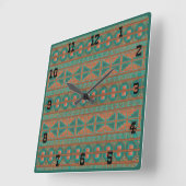 Horloge Carrée Chiffres occidentaux géométriques Turquoises en cu (Angle)