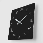 Horloge Carrée Chiffres romains blancs sur wccn noir (Angle)