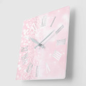 Horloge Carrée Chiffres romains Silver Grey Parties scintillant r (Angle)