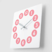 Horloge Carrée Chiffres roses mignons (Angle)