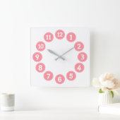 Horloge Carrée Chiffres roses mignons (Maison)