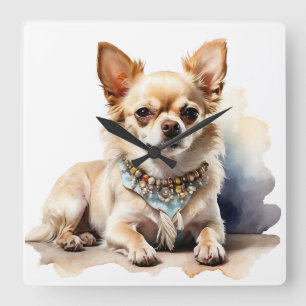 HORLOGE CARRÉE CHIHUAHUA DOG PETIT CUTE