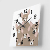 Horloge Carrée Chihuahuas Wall Clock (Angle)