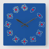 Horloge Carrée Chimie / Science Atom Thème (Recto)
