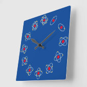 Horloge Carrée Chimie / Science Atom Thème (Angle)