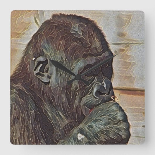 HORLOGE CARRÉE CHIMP ART (Recto)