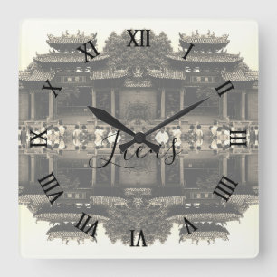 Horloge Carrée Chine Ancienne Canton Foshan temple ancestral Gran