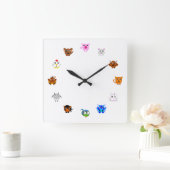 Horloge Carrée Chinese Zodiac Animals (Maison)