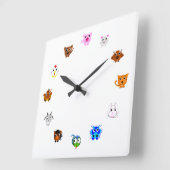 Horloge Carrée Chinese Zodiac Animals (Angle)
