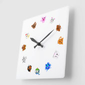 Horloge Carrée Chinese Zodiac Animals (rotated) (Angle)