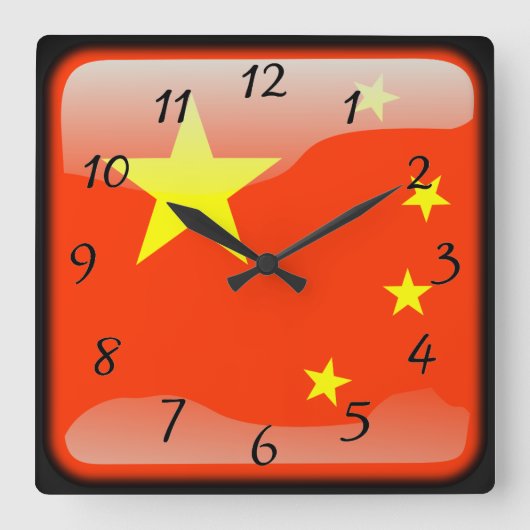 Horloge Carrée Chinois poli (Recto)