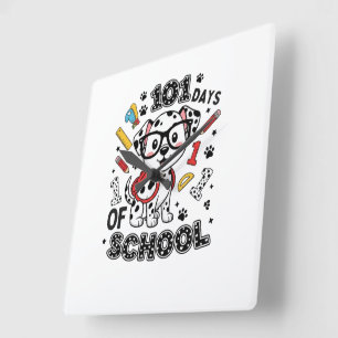 Horloge Carrée Chiots Dalmatien 101 Jours d'École
