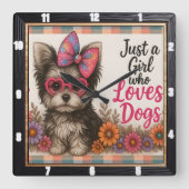 Horloge Carrée Chiots dans le texte des lunettes (Recto)