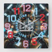 Horloge Carrée ChiRadioLLC™ AI Robot 2030 WALL Clock   (Recto)