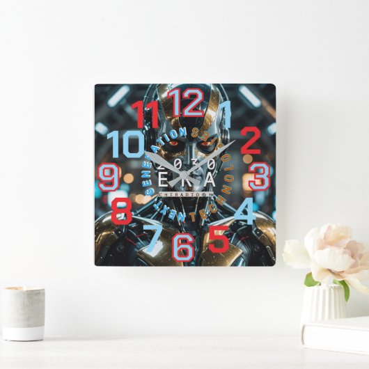 Horloge Carrée ChiRadioLLC™ AI Robot 2030 WALL Clock   (Maison)