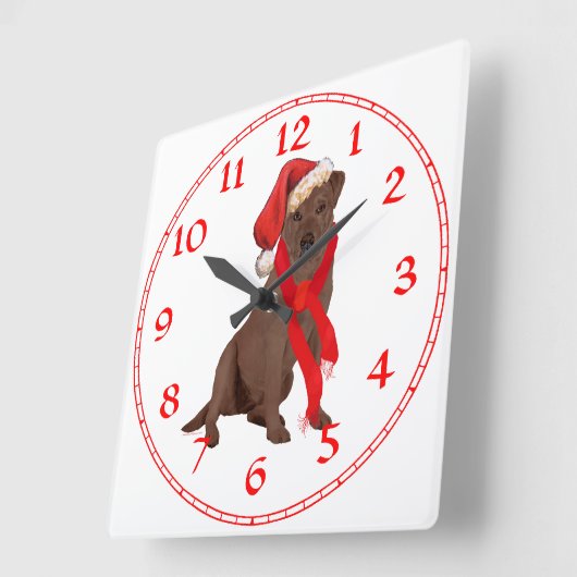 Horloge Carrée Chocolate Labrador (Angle)