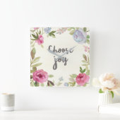 Horloge Carrée Choose Joy Pastel Floral (Maison)